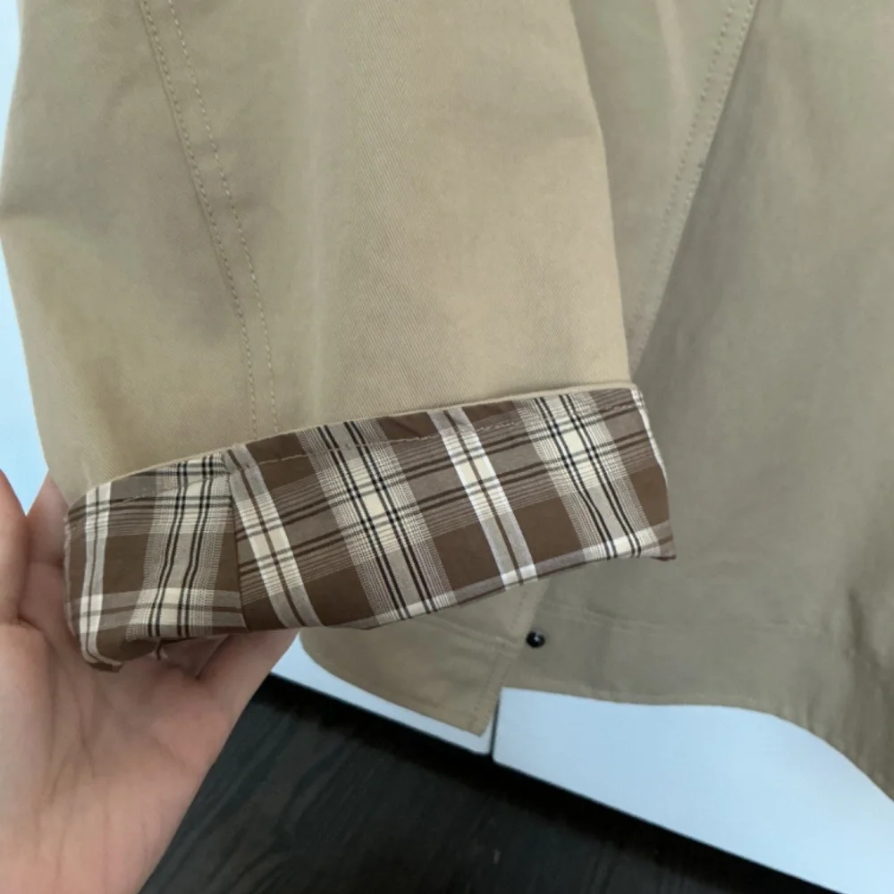 Zara Contrast Collar Jacket with Plaid Lining - Picture 2 of 5